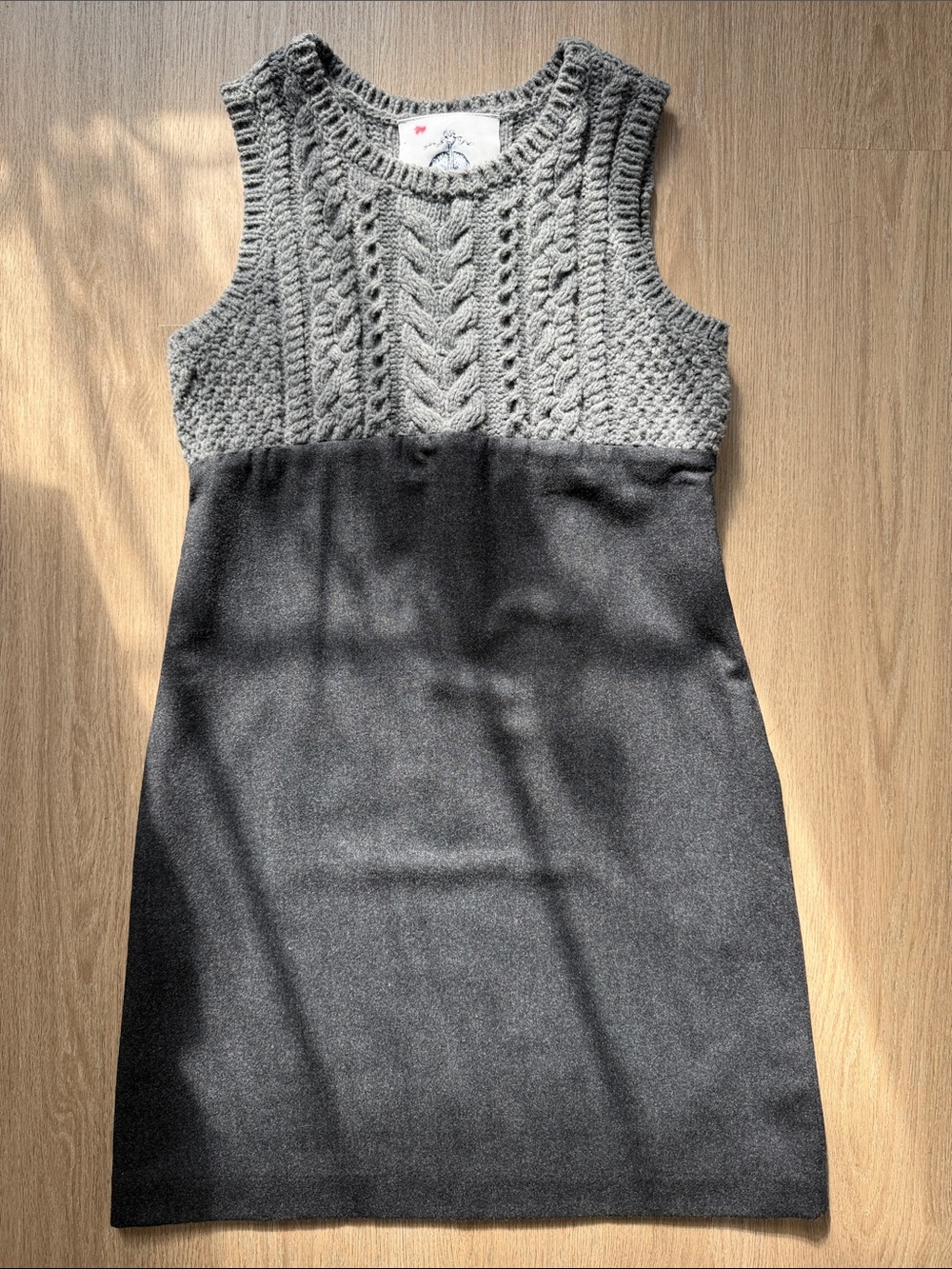 Brooks Brothers Black Fleece Wool Knit Dress Gray Cable Knit BB5